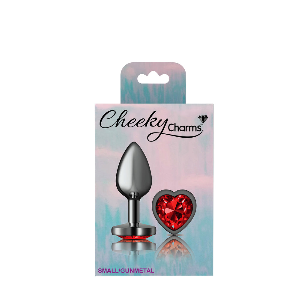 Deep Red Heart Gem Gunmetal Metal Plug - Sm