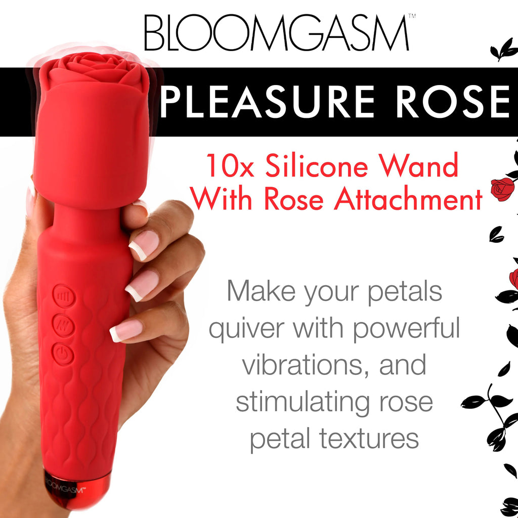 Pleasure Rose 10x Silicone Wand With Rose Attachment