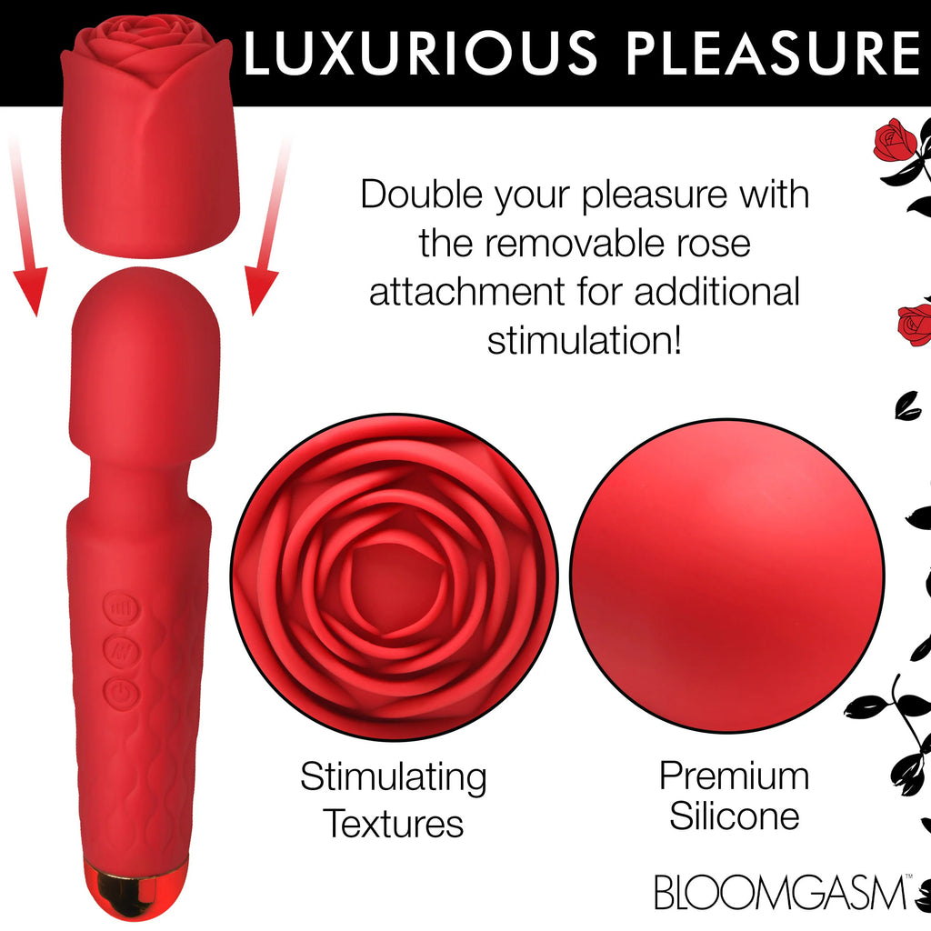 Pleasure Rose 10x Silicone Wand With Rose Attachment